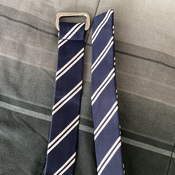 Crémieux double-d navy and white stripes canvas belt - Picture 9 of 17